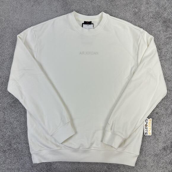 Jordan Sweatshirt Mens Large Tall White Crewneck Pullover FJ7788-133 New Cotton - Picture 1 of 10